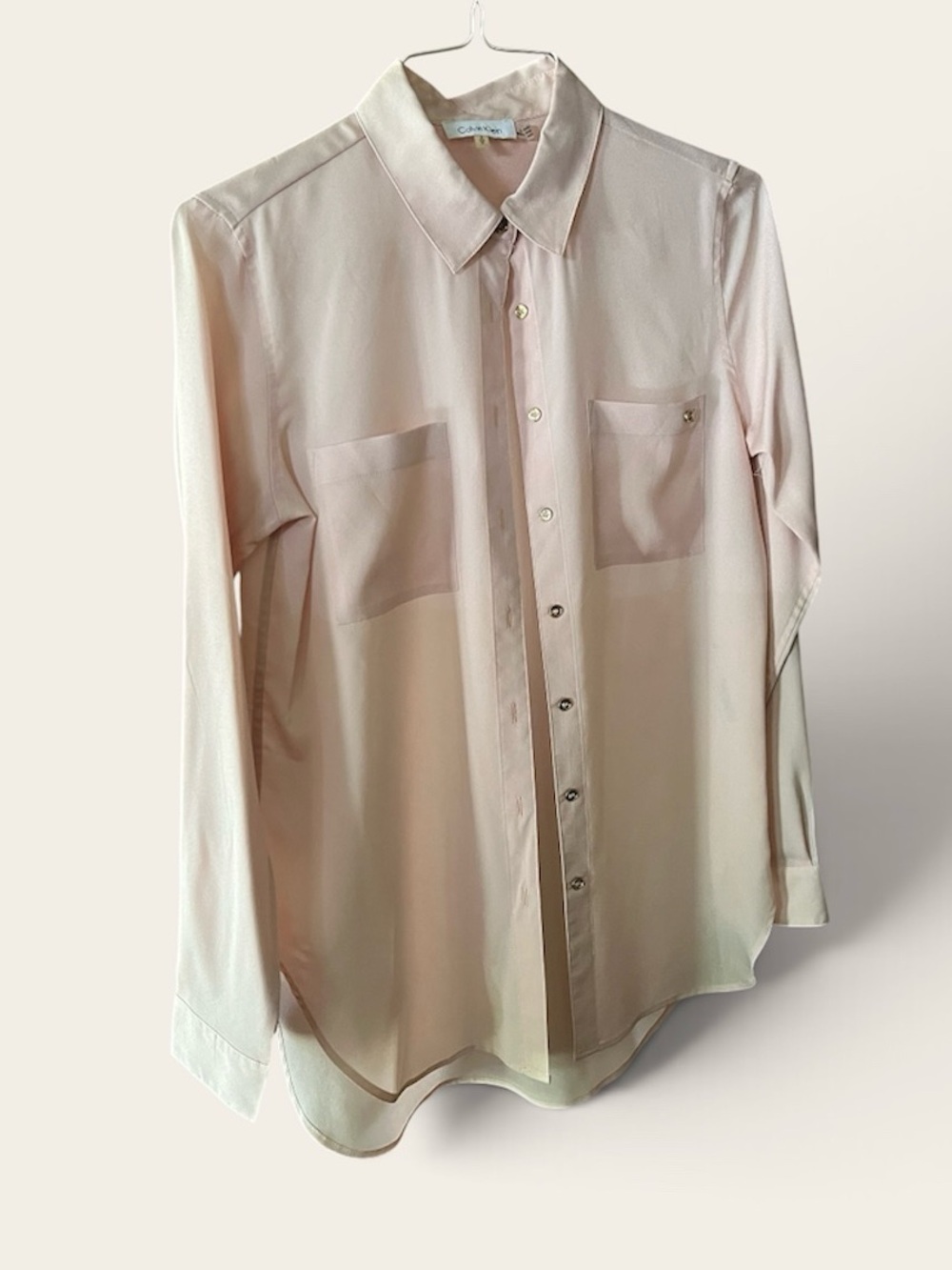 Calvin Klein-Sleeve Button-Up Shirt - Light Pink